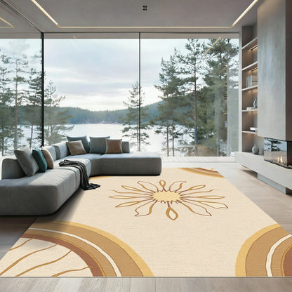 Retro Geometric Sunburst Arch Rug