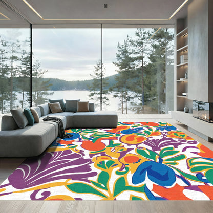 Vibrant Floral Foliage Abstract Rug