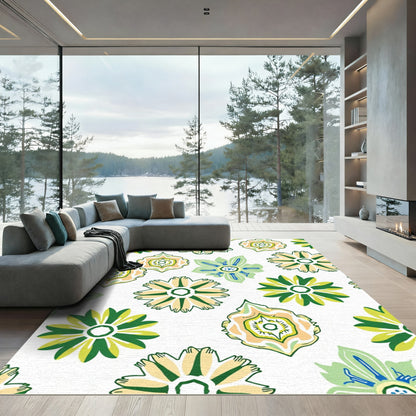 Green Yellow Floral Medley Harmony Rug