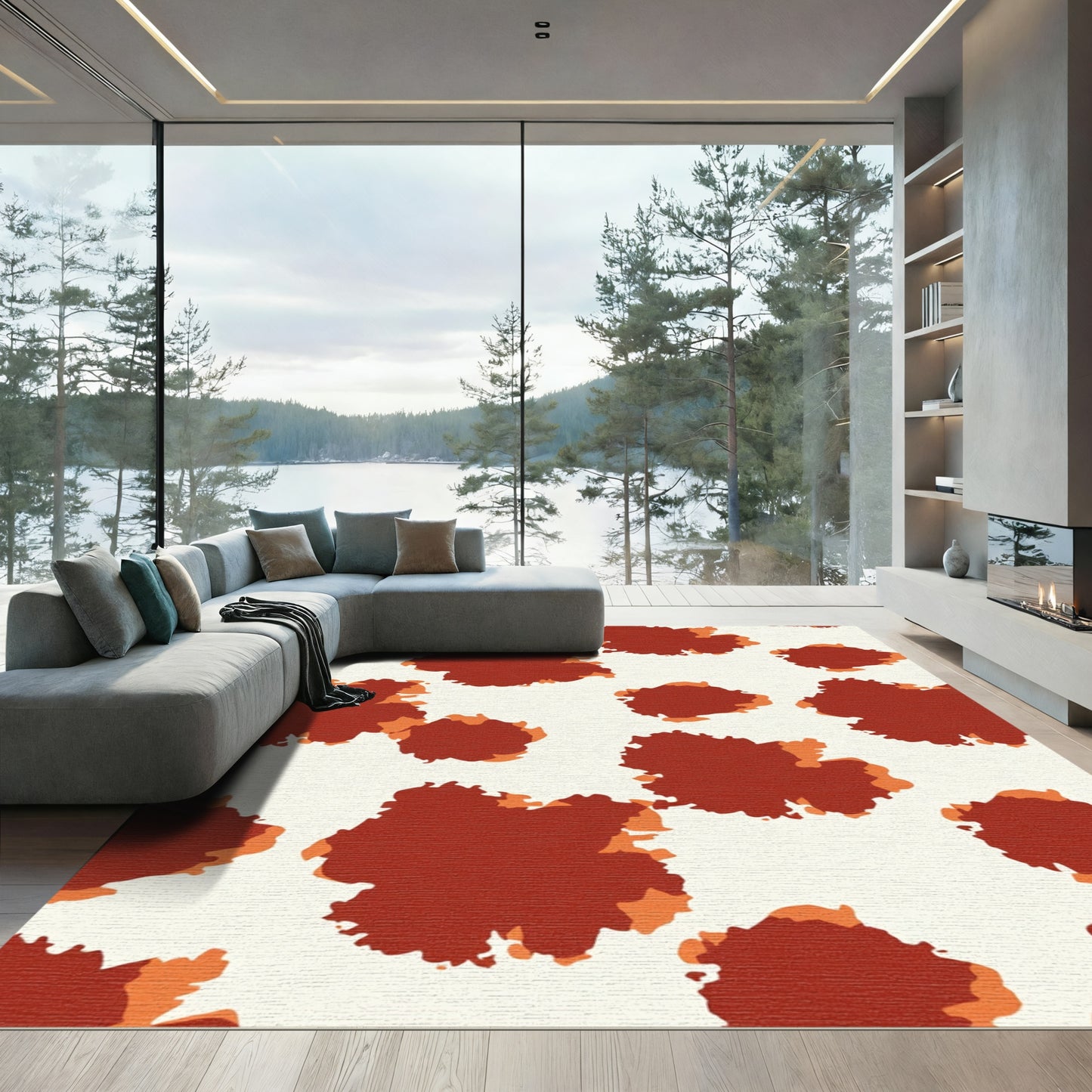 Rusty Orange Irregular Spots Rug