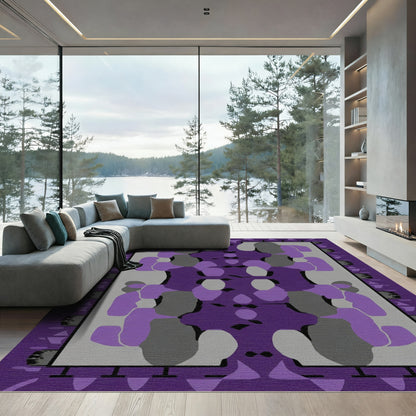 Amethyst Gray Abstract Organic Shapes Rug
