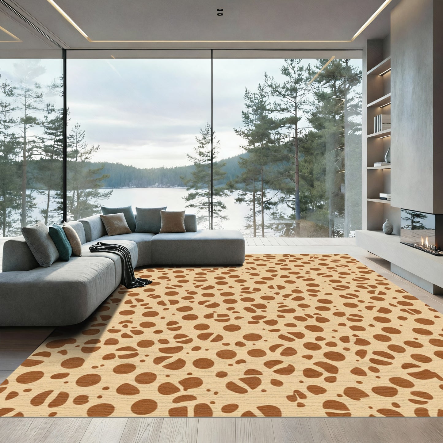 Caramel Dot Scatter Abstract Rug