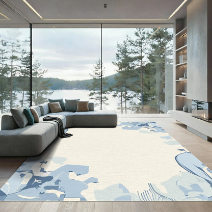 Abstract Blue Whimsical Shapes Rug