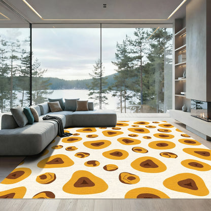 Organic Yellow Brown Abstract Bumps Rug