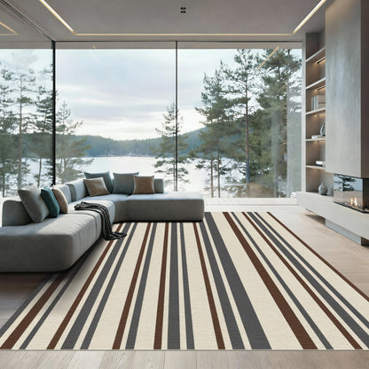 Earthy Taupe Gray Brown Stripes Rug
