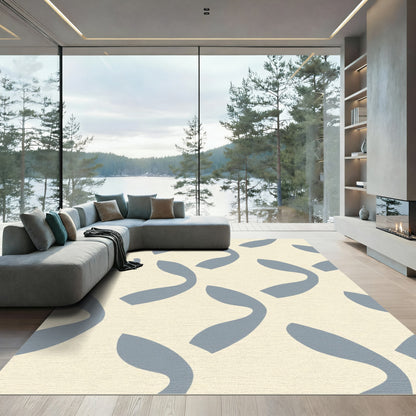 Coastal Blue Abstract Organic Shapes Rug