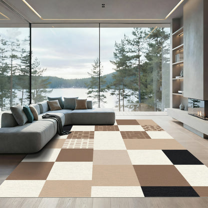 Neutral Brick Mosaic Squares Rug