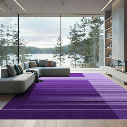 Modern Purple Gradation Stripe Rug