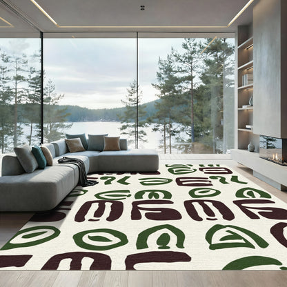 Dark Green Abstract Totem Rug