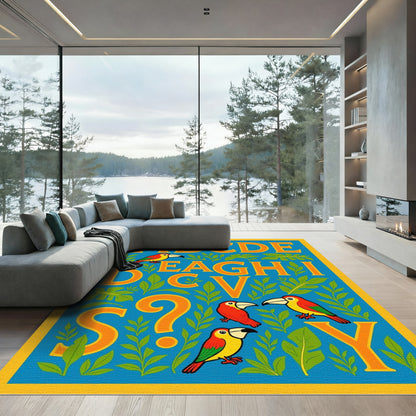 Alphabet Toucans Jungle Leaves Rug