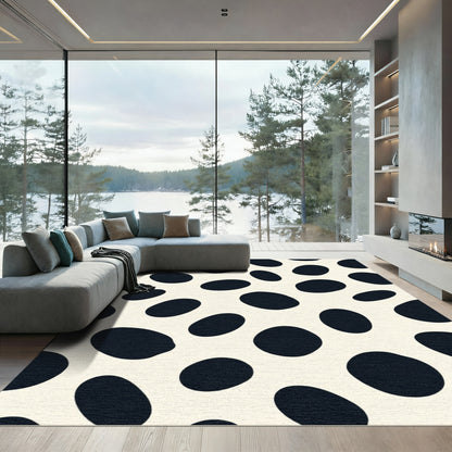 Black Oval Spots Creme Rug