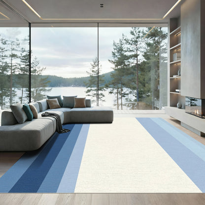 Gradated Blue Symmetric Stripe Rectangles Rug