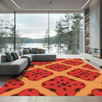 Red Warm Abstract Quatrefoil Rug