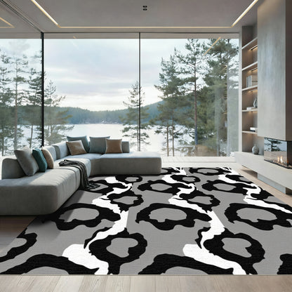 Monochromatic Abstract Animal Spots Rug