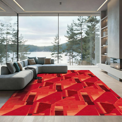 Red Geometric Shadow Housing Rug