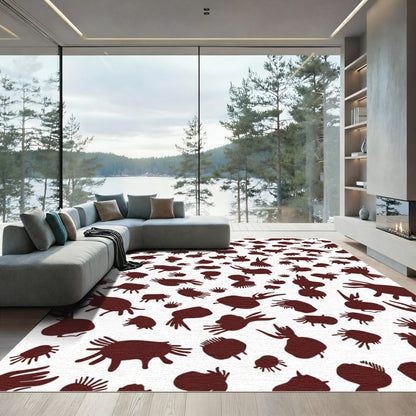 Deep Crimson Abstract Creature Scatter Rug