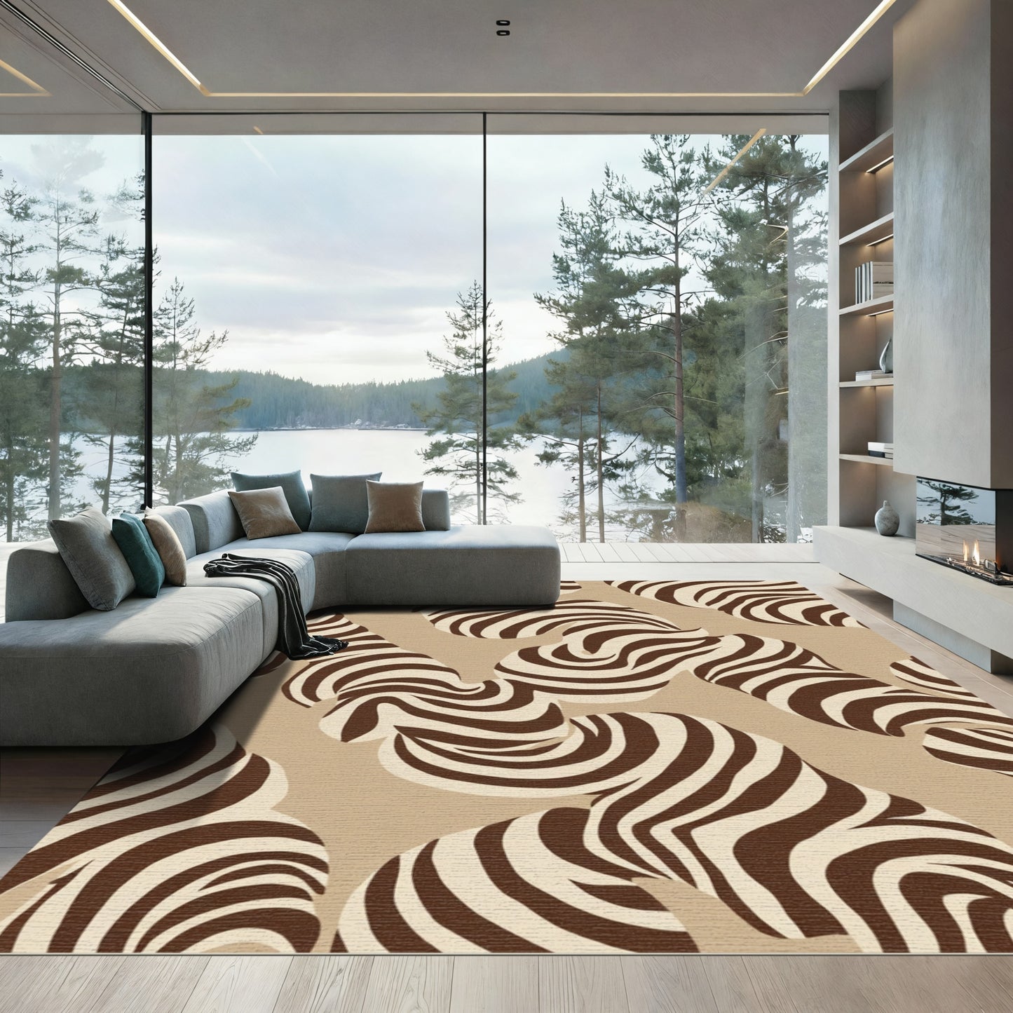 Abstract Zebra Stripe Swirls Rug