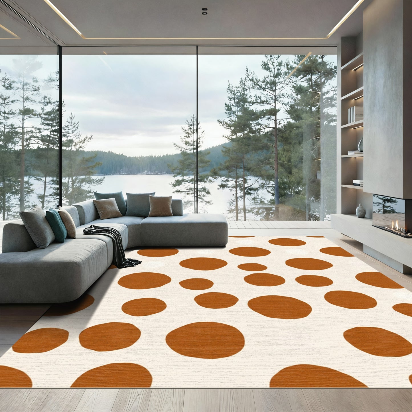 Warm Cinnamon Dot Scatter Rug