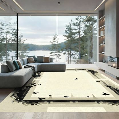 Monochrome Pixel Art Butterfly Swarm Rug
