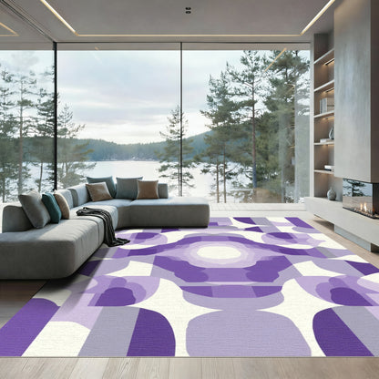 Amethyst Layered Geometric Abstract Rug