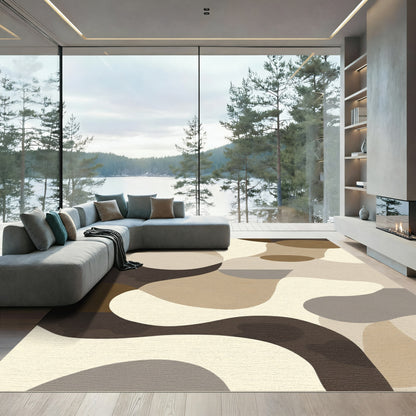 Neutral Organic Abstract Cloud Rug