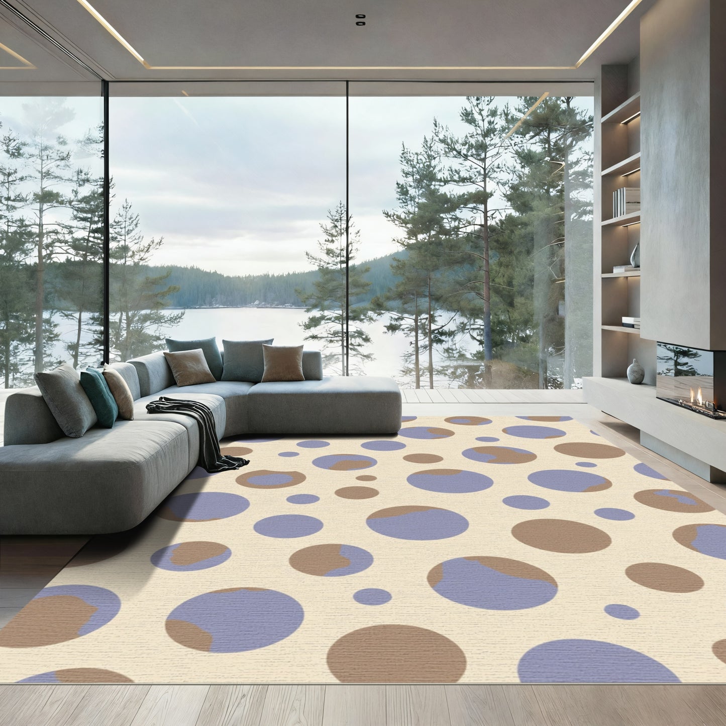 Retro Earth Circles Beige Rug