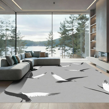 Monochromatic Flying Birds In Flight Rug