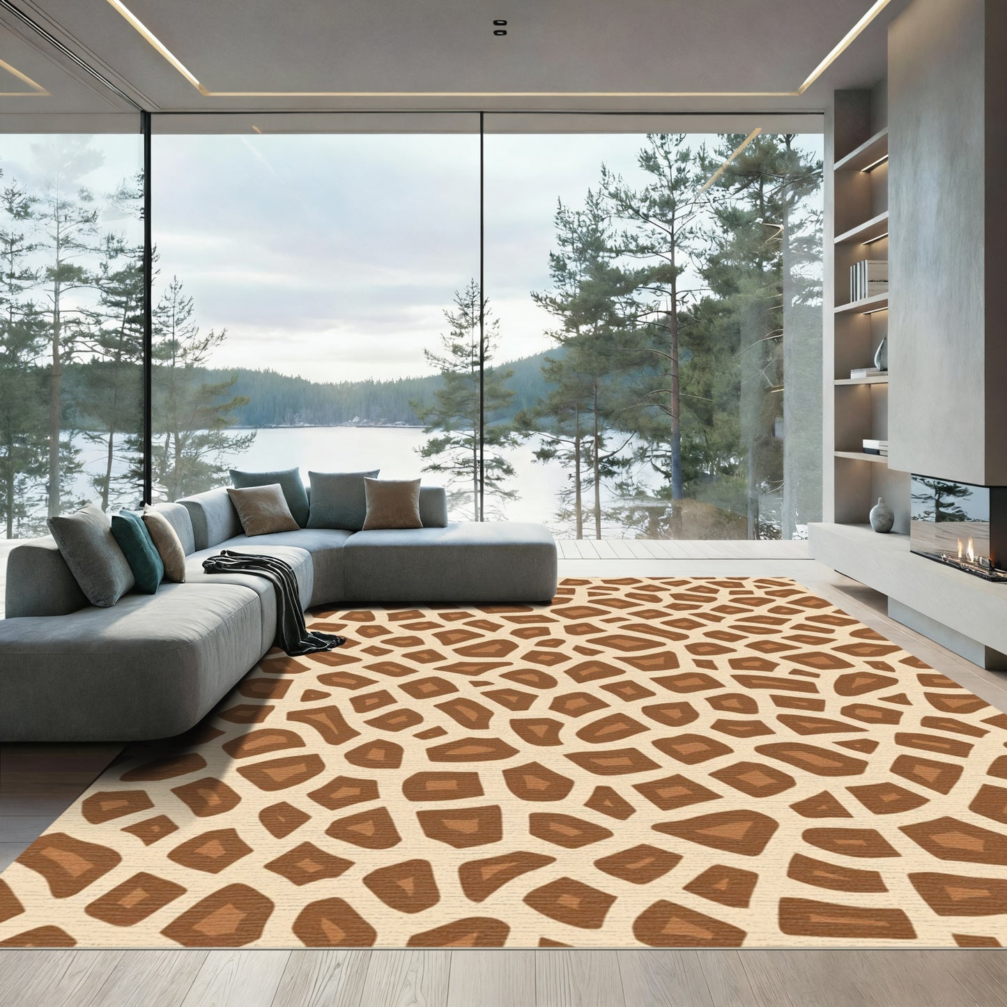 Safari Brown Irregular Patchwork Rug