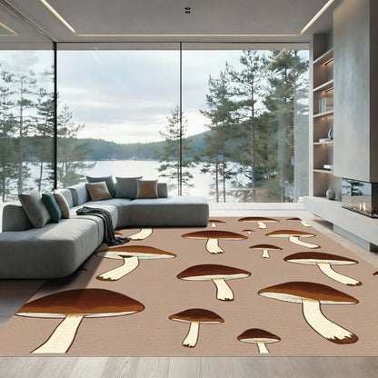 Brown Mushroom Patchwork Rug