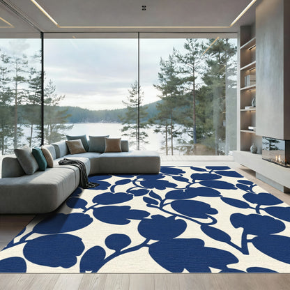 Deep Blue Floral Silhouette Rug