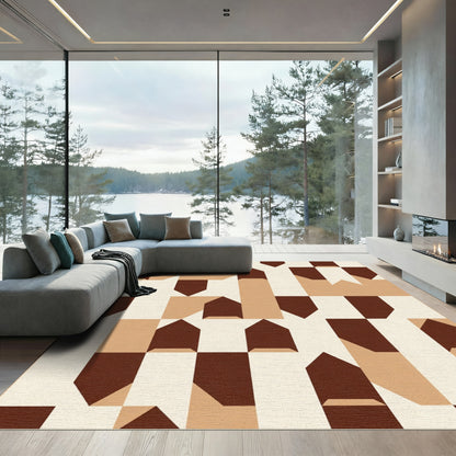 Geometric Earth Tones Abstract Houses Rug