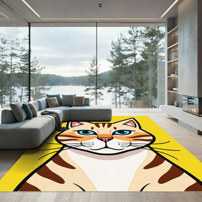 Cute Orange Tabby Cat Portrait Rug