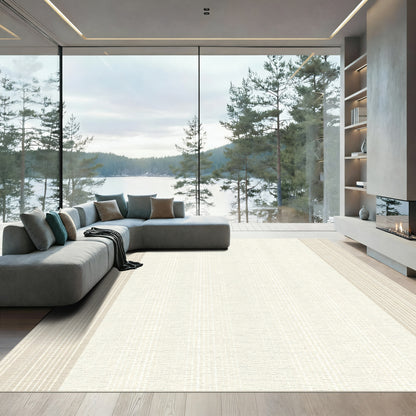 Subtle Cream Vertical Stripe Rug