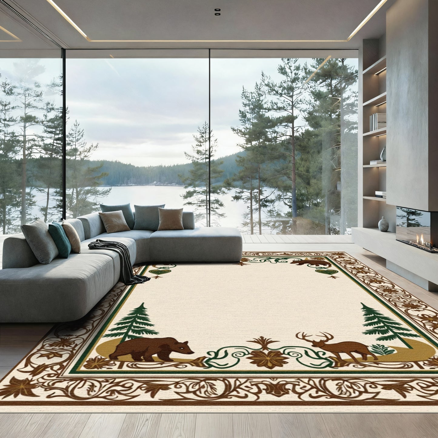 Rustic Woodland Creatures Forest Charm Rug