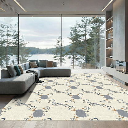 Neutral Gray Ochre Organic Chain Rug