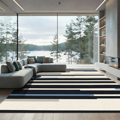 Modern Abstract Horizontal Stripe Rug