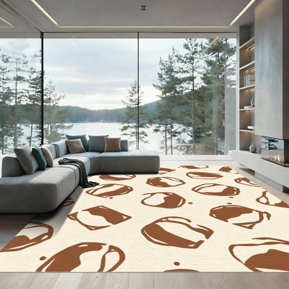 Brown Beige Abstract Organic Shapes Rug