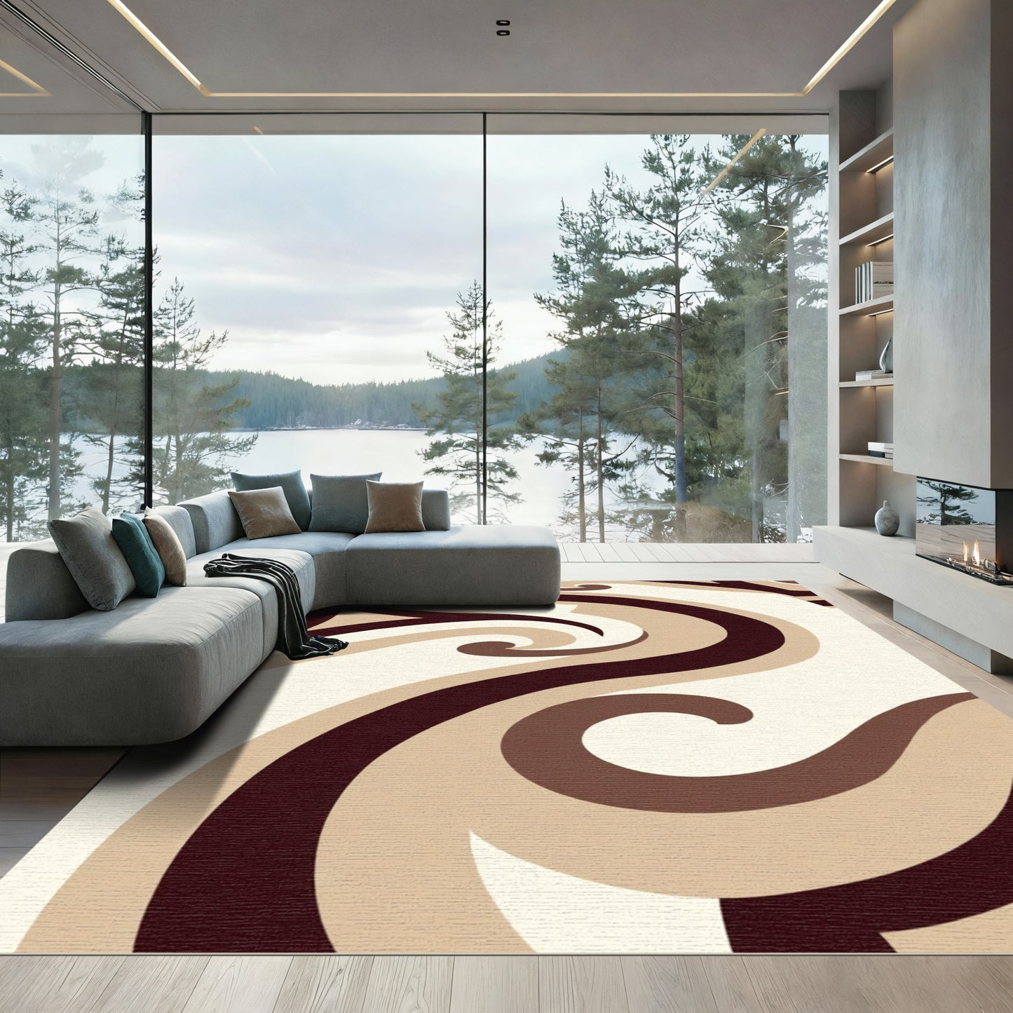 Rich Chocolate Swirl Abstract Rug