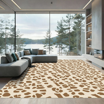 Rustic Beige Brown Animal Hide Rug