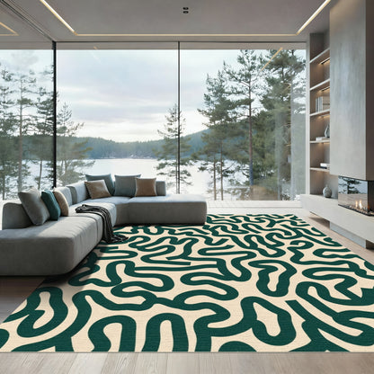 Verdant Cream Maze Lines Rug