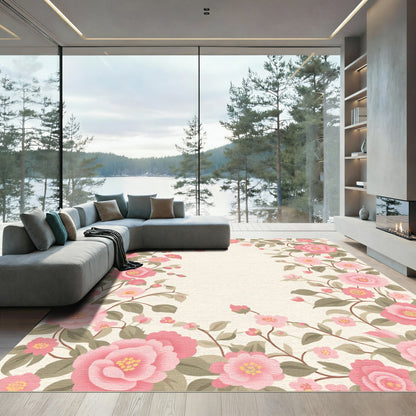 Delicate Pink Floral Garland Rug