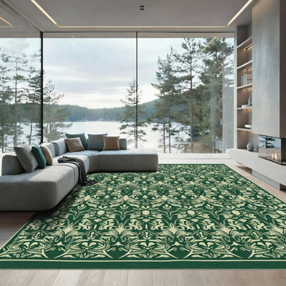 Emerald Vintage Floral Scroll Rug