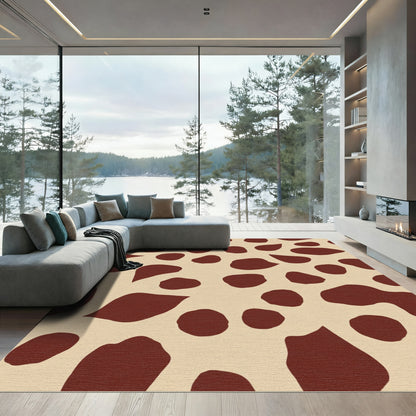 Brown Spots Cream Contemporary Rug
