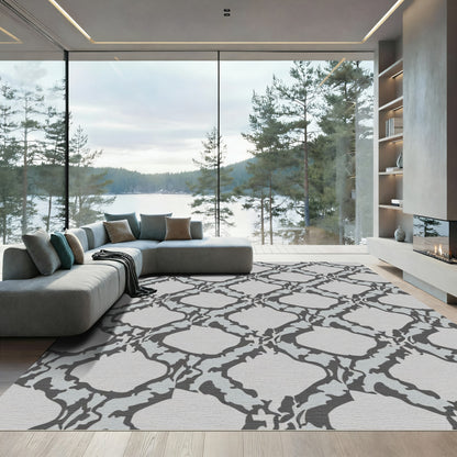 Gray Light Blue Camo Lattice Rug