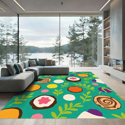 Playful Yellow Orange Round Treats Rug