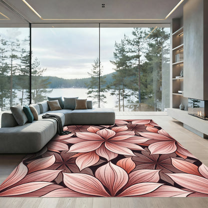 Dusty Rose Floral Petal Collage Rug