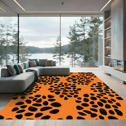 Orange Black Spotted Organic Shapes Rug