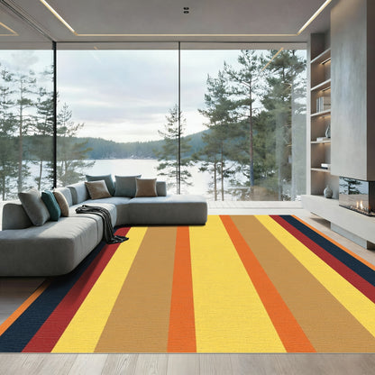 Warm Earth Tone Vertical Stripe Rug