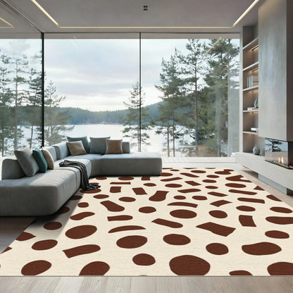 Brown Cream Abstract Spot Scatter Rug