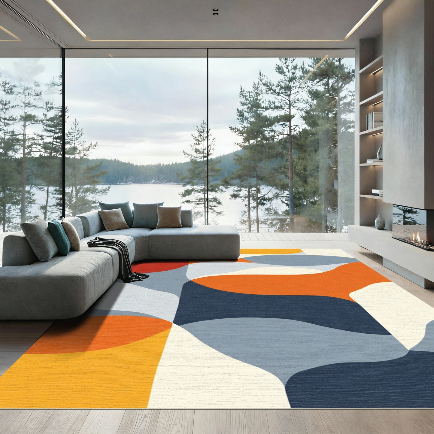Mid Century Modern Organic Wave Rug